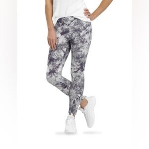 Hue Active Tonal Tie Dye Skimmer Leggings Moisture Wicking Tie Dye Gray L NWT